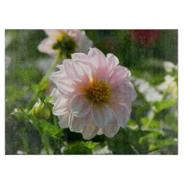 Witte dahlia in de tuin foto snijplank