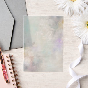 Witte Dahlia met Paarse en blauwe accenten Vellum Uitnodigingen