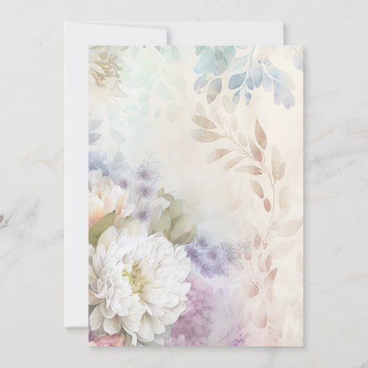 Witte dahlia’s met Paarse accenten van pastel Kaart (Achterkant)