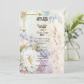 Witte dahlia’s met Paarse accenten van pastel Kaart (Staand voorkant)