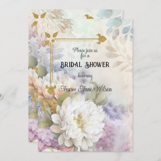 Witte dahlia’s met Paarse en blauwe accenten Kaart (Voorkant / Achterkant)