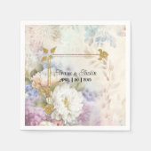 Witte dahlia’s met Paarse en blauwe accenten Servet (Voorkant)