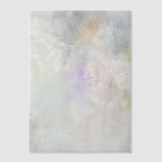 Witte dahlia’s met Paarse en blauwe accenten Vellum Uitnodigingen (Voorkant)