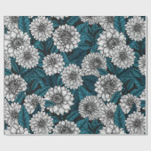 Witte Dahlia tuin/ blauwe bladeren 2 Cadeaupapier (Vlak)