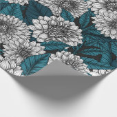 Witte Dahlia tuin/ blauwe bladeren 2 Cadeaupapier (Hoek)