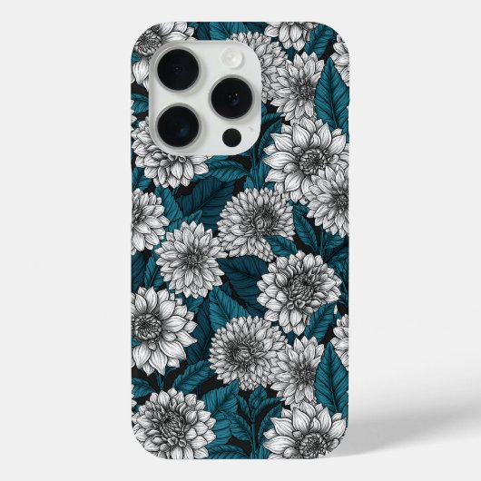 Witte Dahlia tuin/ blauwe bladeren 2 Case-Mate iPhone Case (Achterkant)