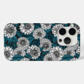 Witte Dahlia tuin/ blauwe bladeren 2 Case-Mate iPhone Case (Achterkant (horizontaal))