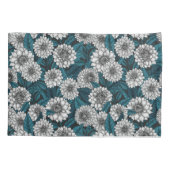 Witte Dahlia tuin/ blauwe bladeren 2 Kussensloop (Achterkant-Links)