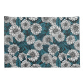 Witte Dahlia tuin/ blauwe bladeren 2 Kussensloop (Achterkant-Rechts)