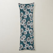 Witte Dahlia tuin/ blauwe bladeren 2 Lichaamskussen (Achterkant (Verticaal))