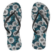 Witte Dahlia tuin/ blauwe bladeren 2 Teenslippers (Voetbed)