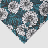 Witte Dahlia tuin/ blauwe bladeren 2 Tissuepapier (Detail)