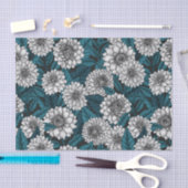Witte Dahlia tuin/ blauwe bladeren 2 Tissuepapier (Craft)