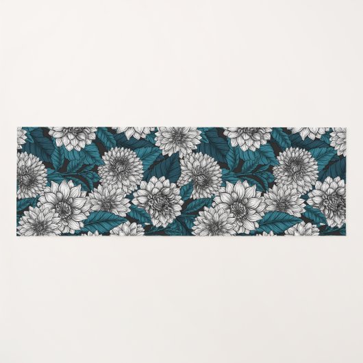 Witte Dahlia tuin/ blauwe bladeren 2 Yogamat (Voorkant (horizontaal))