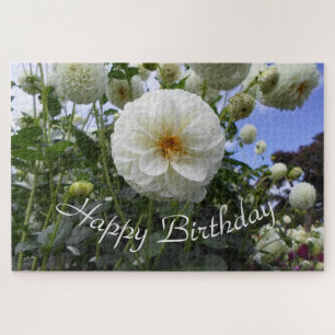 Witte Dahlia Verjaardag Legpuzzel