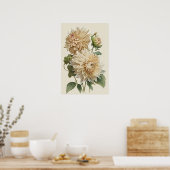 Witte Dahlias Bloemenkunst Print Poster (Keuken)