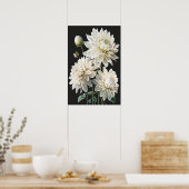 Witte Dahlias Bloemenkunst Print Poster (Keuken)