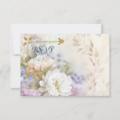 Witte Dahlias Met Paarse en Blauwe Accenten RSVP Kaartje (Voorkant)