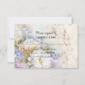 Witte Dahlias Met Paarse en Blauwe Accenten RSVP Kaartje (Achterkant)