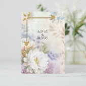 Witte Dahlias Met Pastel Paarse en Blauwe Accenten Save The Date (Staand voorkant)