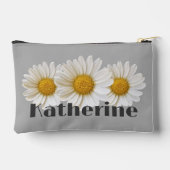 Witte Daisies Aangepaste Naam Grijs Etui (Achterkant)