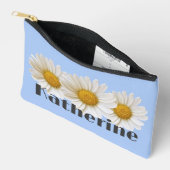 Witte Daisies Aangepaste Naam Lichtblauw Etui (Open)