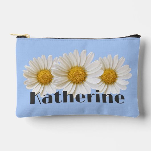 Witte Daisies Aangepaste Naam Lichtblauw Etui (Voorkant)