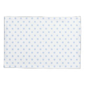 Witte Daisies Blauwe Polka Dots en Naam Kussensloop (Achterkant)