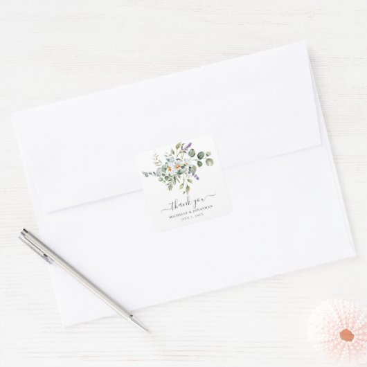 Witte Daisies bruiloft gunst Sticker (Envelop)