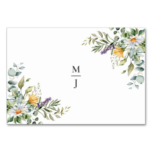 Witte Daisies Bruiloft Plaats Kaart (Voorkant)