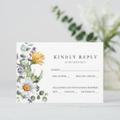 Witte Daisies Bruiloft RSVP Kaart (Staand voorkant)