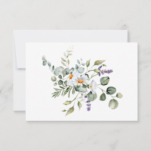 Witte Daisies Bruiloft RSVP Kaart (Achterkant)