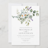 Witte Daisies Bruiloft uitnodiging met QR Code (Voorkant)