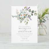 Witte Daisies Bruiloft uitnodiging met QR Code (Staand voorkant)