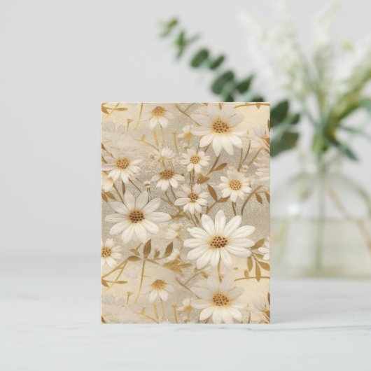 Witte Daisies Chiyogami Briefkaart (Staand voorkant)