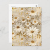 Witte Daisies Chiyogami Briefkaart (Voorkant / Achterkant)