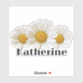 Witte Daisies Custom Naam Bloemen Contour Sticker (Vel)