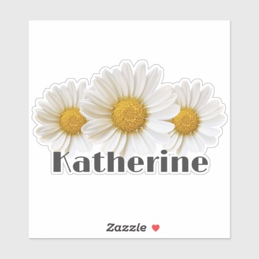 Witte Daisies Custom Naam Bloemen Contour Sticker (Vel)