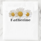 Witte Daisies Custom Naam Floral Rechthoekige Sticker (Tas)