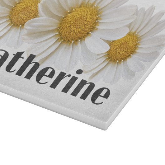 Witte Daisies Custom Naam Witte Bloemen Snijplank (Hoek)