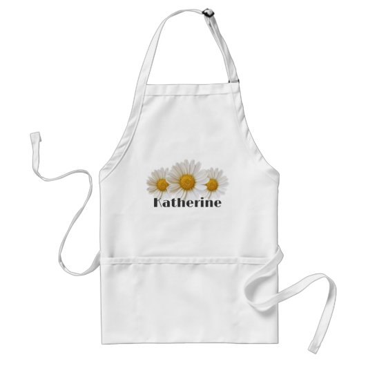 Witte Daisies Custom Naam Witte Bloemen Standaard Schort (Voorkant)
