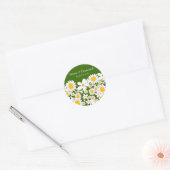 Witte Daisies en Ladybugs Bruiloft Sticker (Envelop)