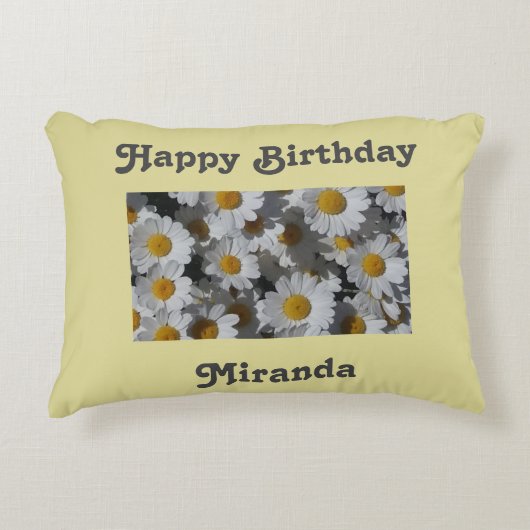 Witte Daisies gepersonaliseerd Accent Kussen (Voorkant)