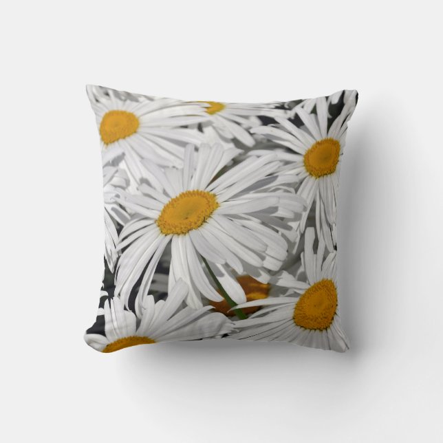  witte daisies gooien kussen (Voorkant)