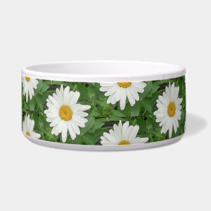 Witte Daisies Keramische Pet Bowl Voerbakje
