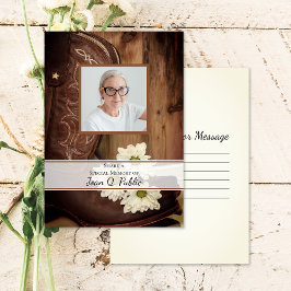 Witte Daisies Laarzen delen geheugen begrafenis Me Notitiekaartje