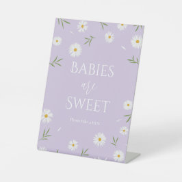 Witte Daisies Lavendel Baby's zijn Sweet Treat Reclamebord Met Voetstuk