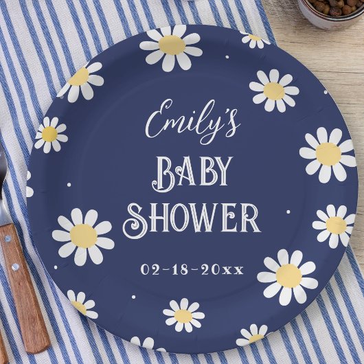 Witte Daisies Lente Zomer Jongen Baby shower Papieren Bordje