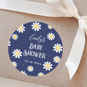 Witte Daisies Lente Zomer Jongen Baby shower Ronde Sticker