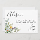 Witte Daisies Maid of Honor Voorstel Kaart (Voorkant)